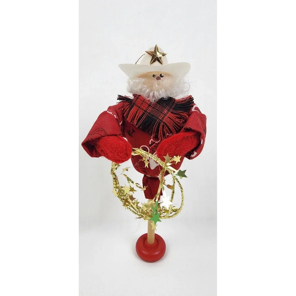 Western Cowboy Santa Claus Christmas Ornament Team Roper Lasso Rodeo 6.5 in Tall